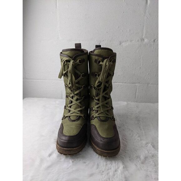 Lucky Brand Alascan Dark Moss / Java Fur Lined Womens Lace Up Green Boots - Sz 9 - Picture 3 of 7
